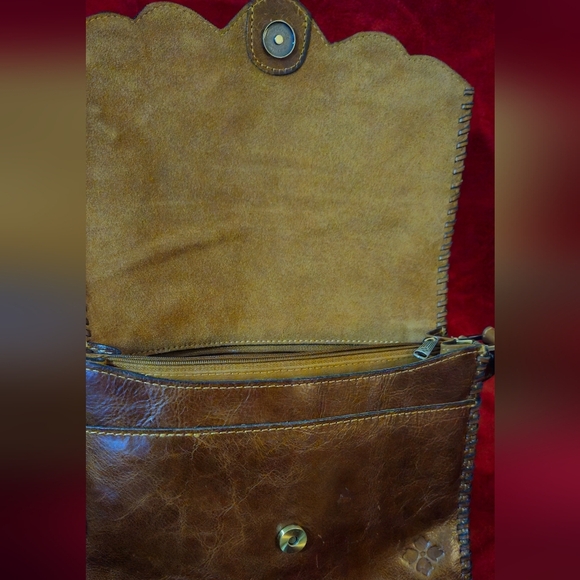 Patricia Nash Tan Floral Leather Crossbody Bag - Picture 9 of 15